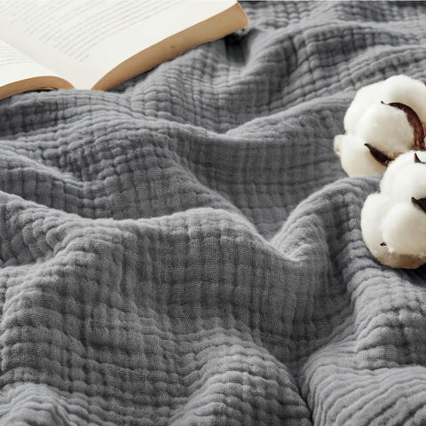 Bedsure muslin blanket king-size on bed shows generous coverage and soft comfort.