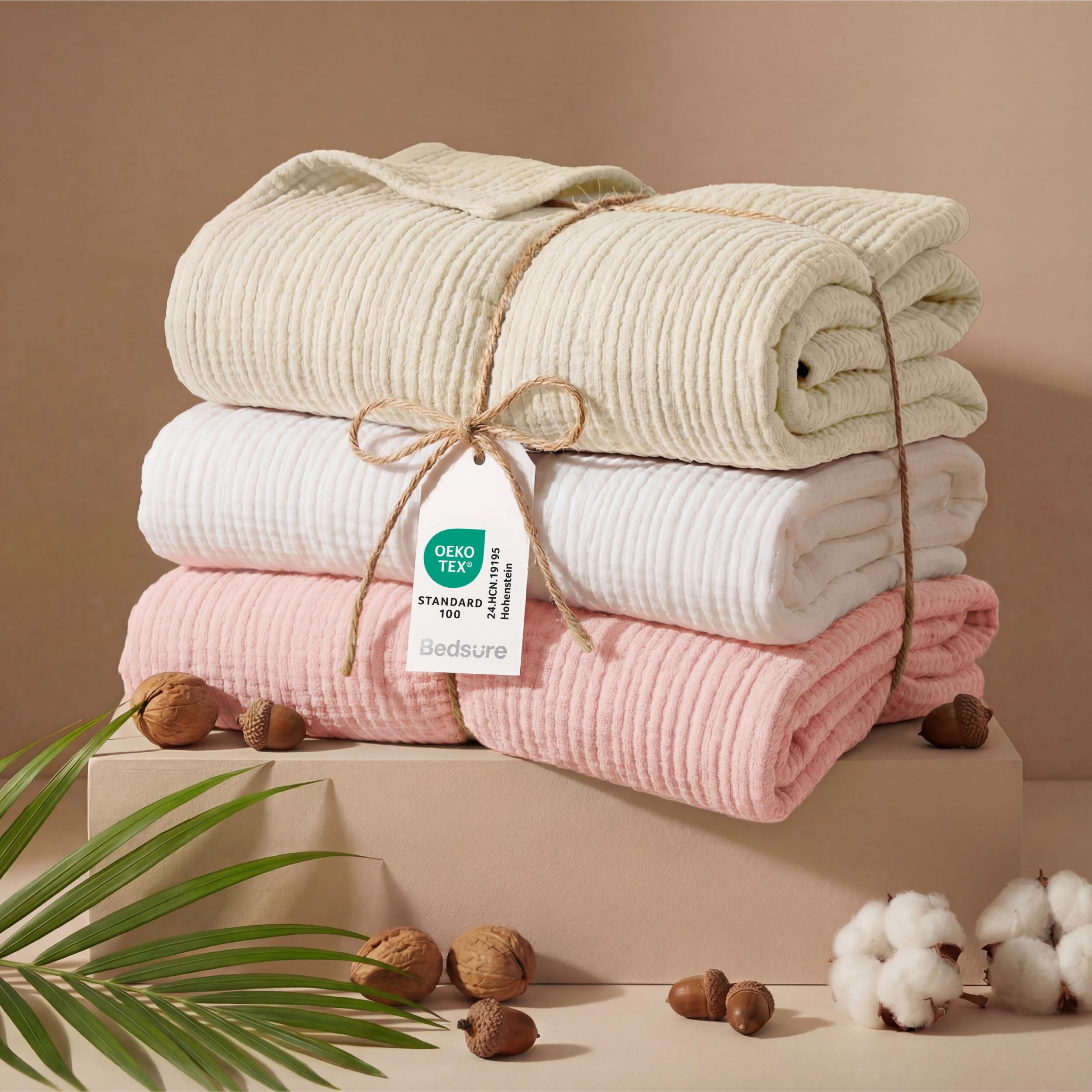 Bedsure skin-friendly cotton muslin blanket gentle touch