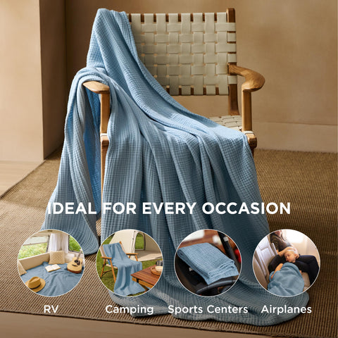 Bedsure muslin blanket ultra-thin cozy warmth for light evenings.