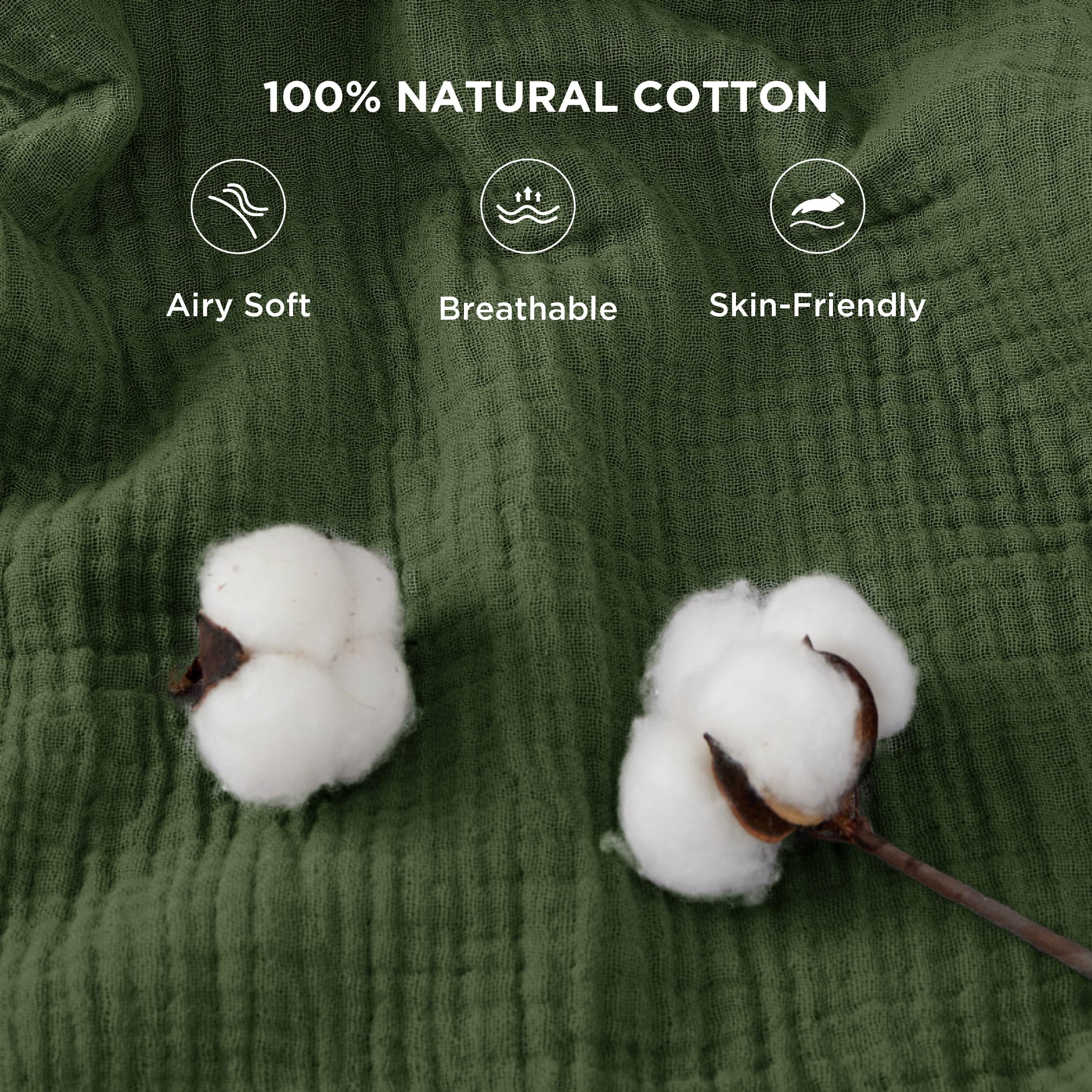 Bedsure muslin blanket texture detail shows soft, skin-friendly cotton that softens after washes