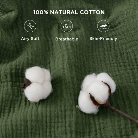 Bedsure muslin blanket texture detail shows soft, skin-friendly cotton that softens after washes