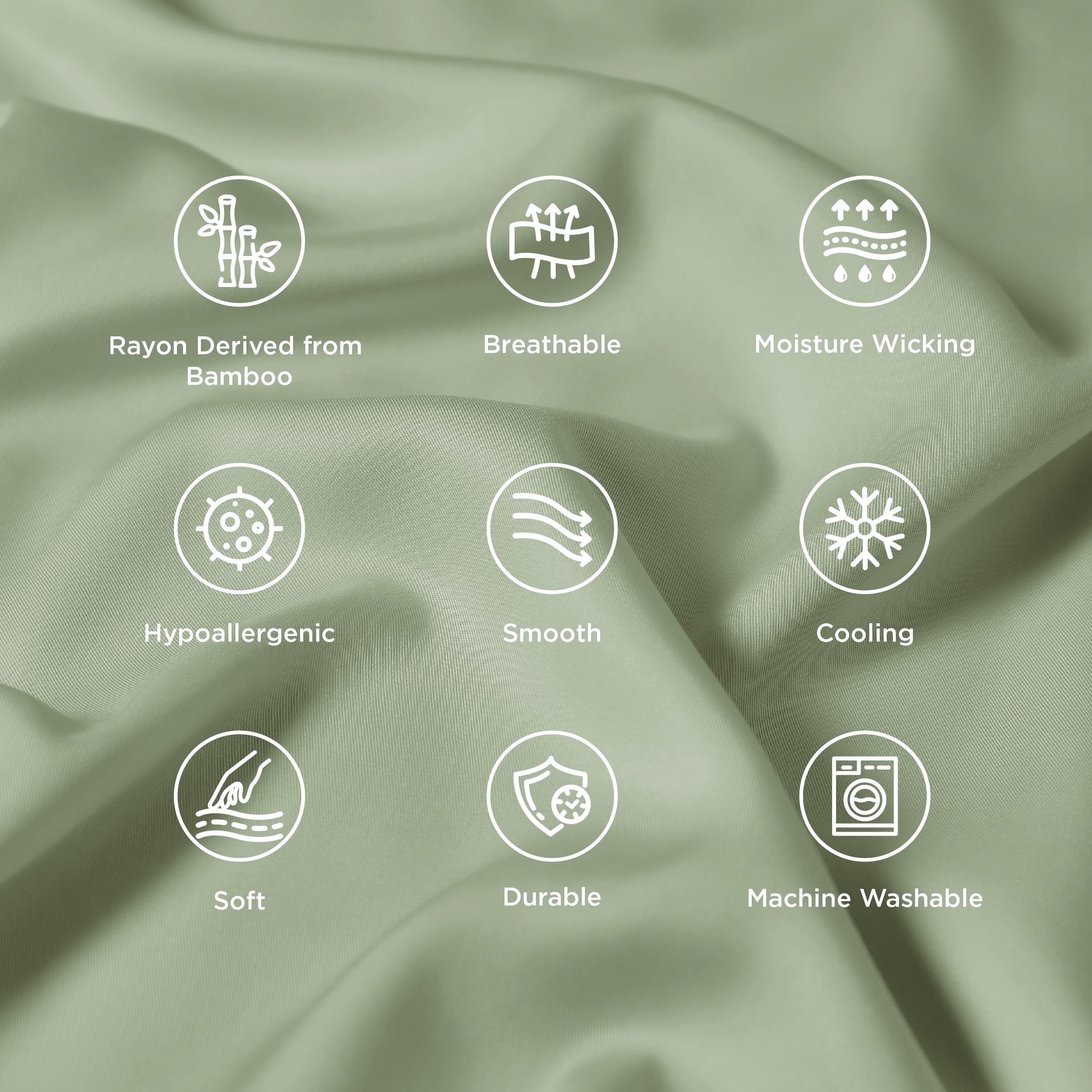 Bedsure natural sage color pillowcase adding calm, versatile look to bed