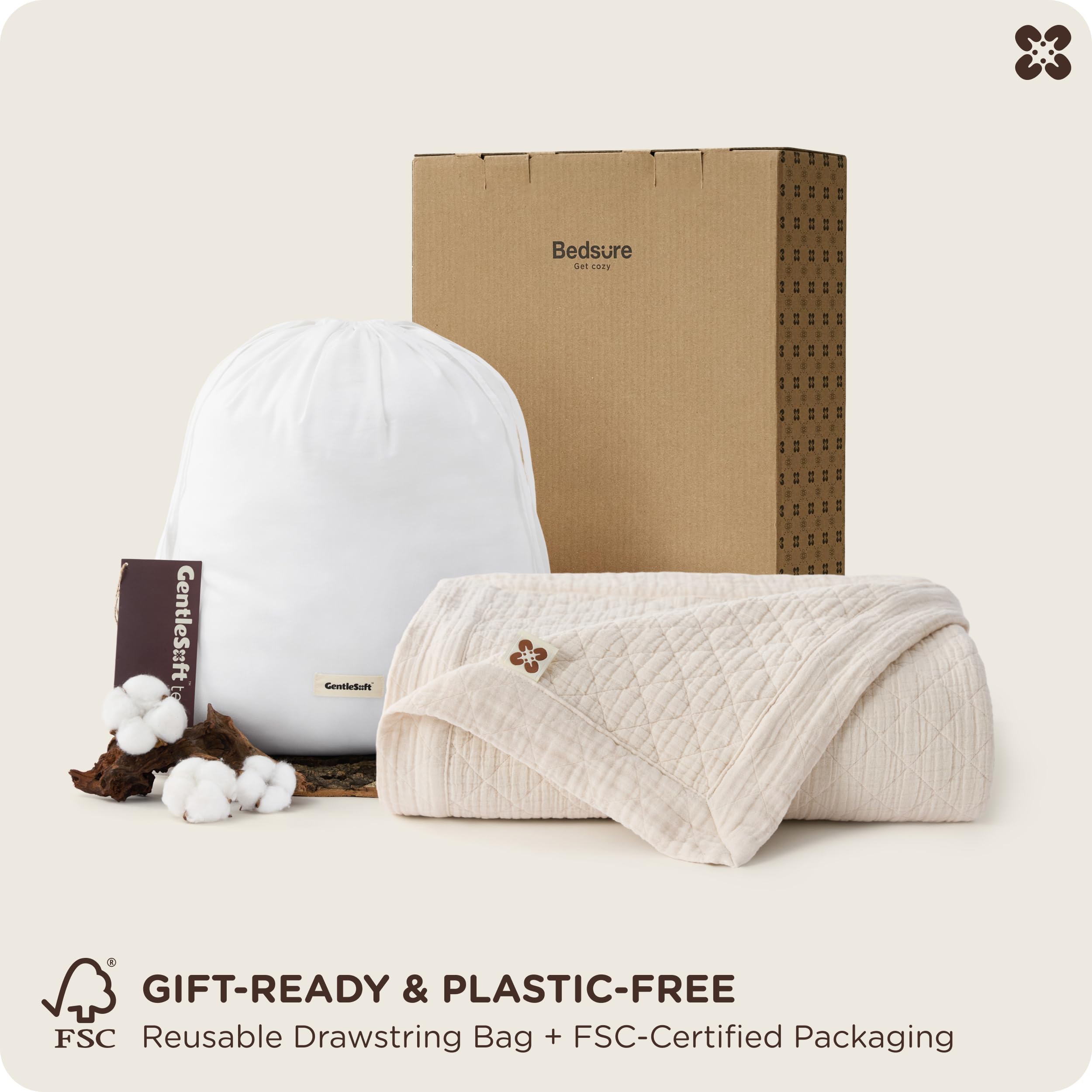Bedsure natural storage bag and FSC packaging show thoughtful gifting.