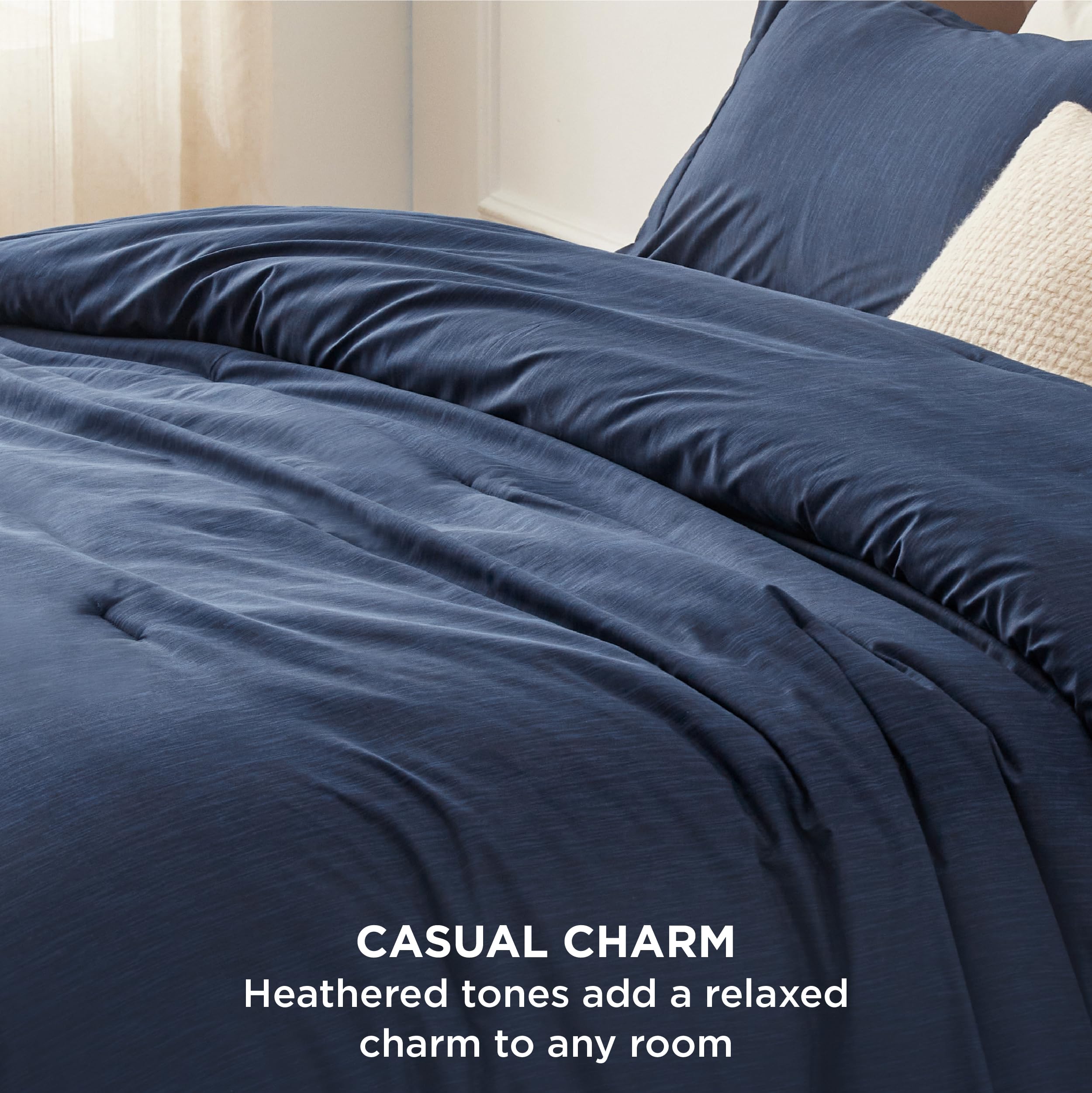 Bedsure navy blue queen comforter stitching detail highlights quality