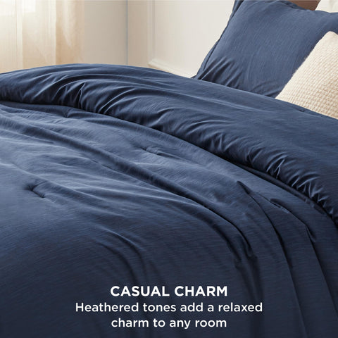 Bedsure navy blue queen comforter stitching detail highlights quality