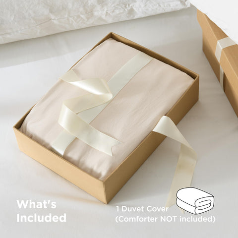 Bedsure Oat Milk duvet cover featuring durable stitching for longevity