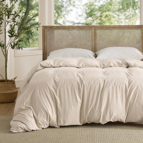Bedsure Oat Milk duvet cover prewashed fabric for lasting comfort