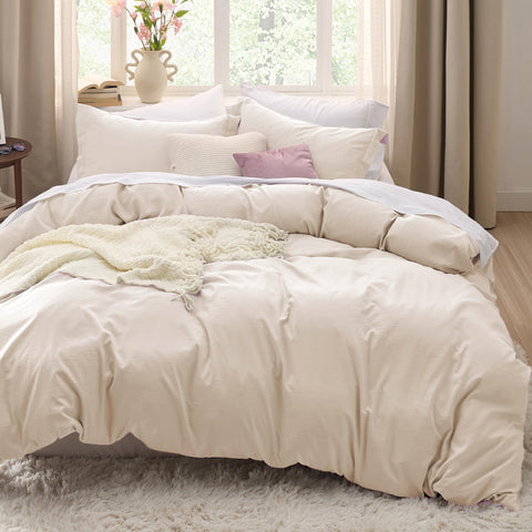 Bedsure Oat Milk oversized king duvet cover 120x98 inches delivers premium softness for restful sleep.