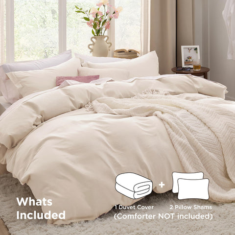 Bedsure Oat Milk pillow shams 20x36 inches add coordinated, crisp comfort.