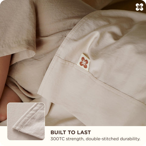 Bedsure label showing GOTS and OEKO-TEX certifications for organic cotton