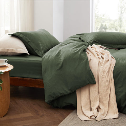 Bedsure 4-piece olive green set for complete bedding.