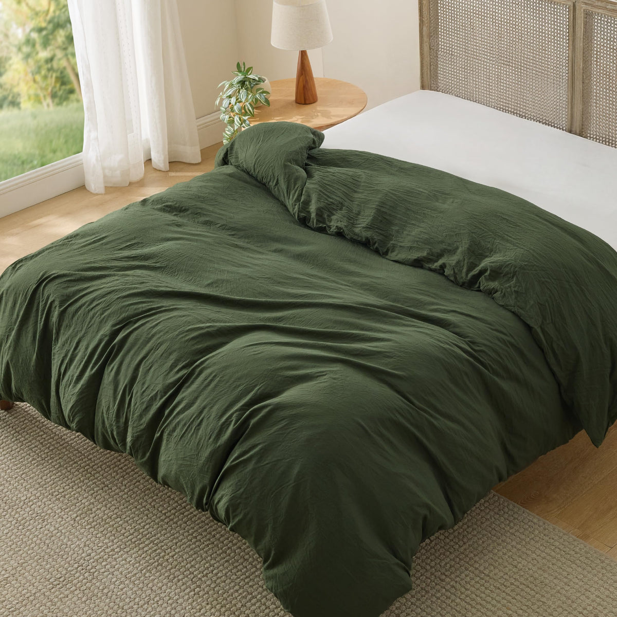 Bedsure olive green duvet cover queen size with soft breathable microfiber texture for restful sleep
