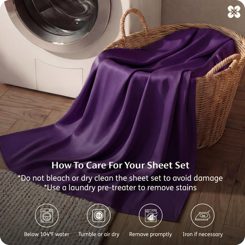 Bedsure plum sheet set enhances comfort and bedroom aesthetics.