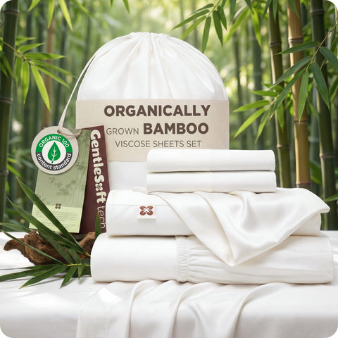 Bedsure packaging showcases eco-friendly bamboo sheet set.