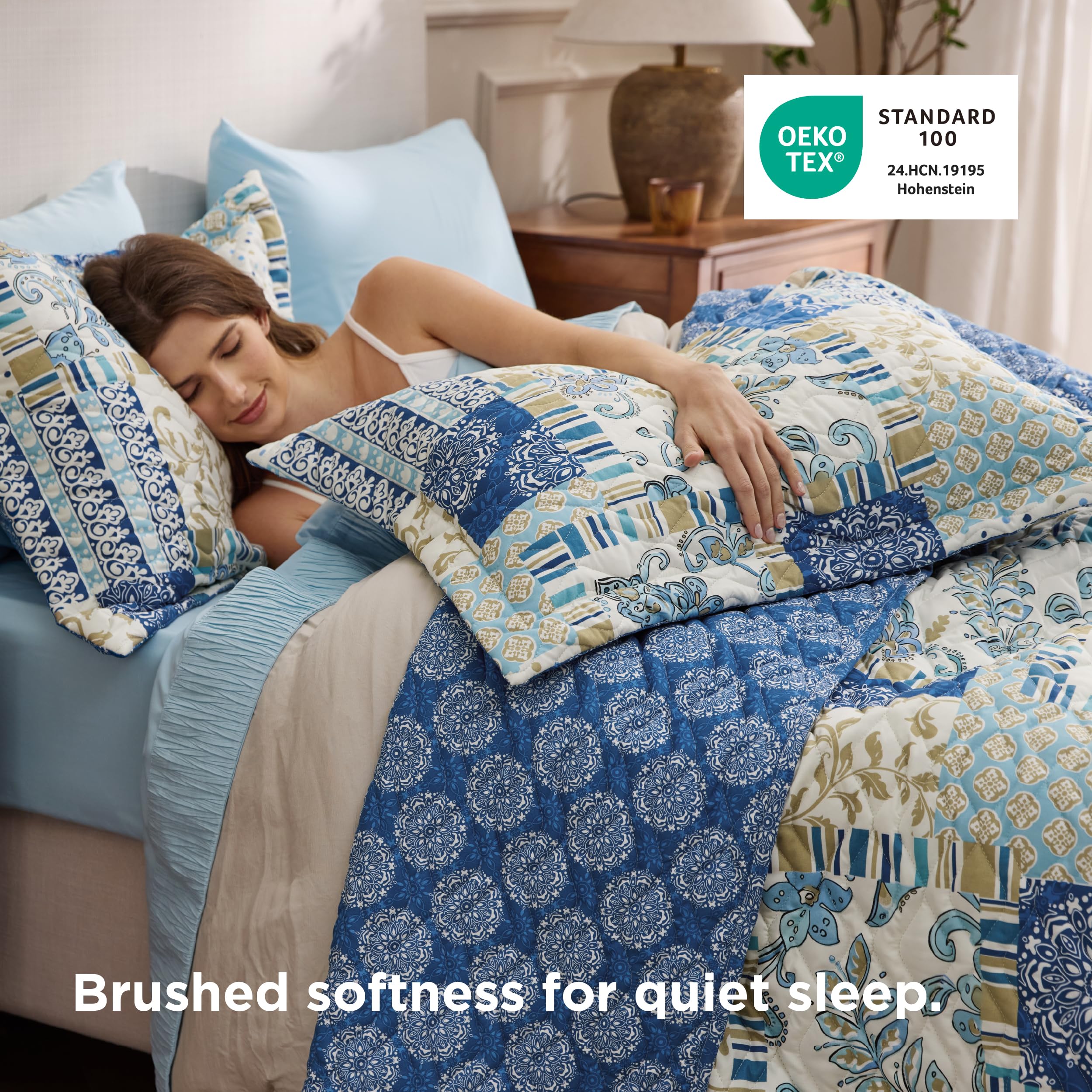 Bedsure dense quilting close-up highlights durable stitching that locks the filling in place.