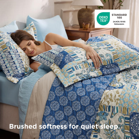 Bedsure dense quilting close-up highlights durable stitching that locks the filling in place.