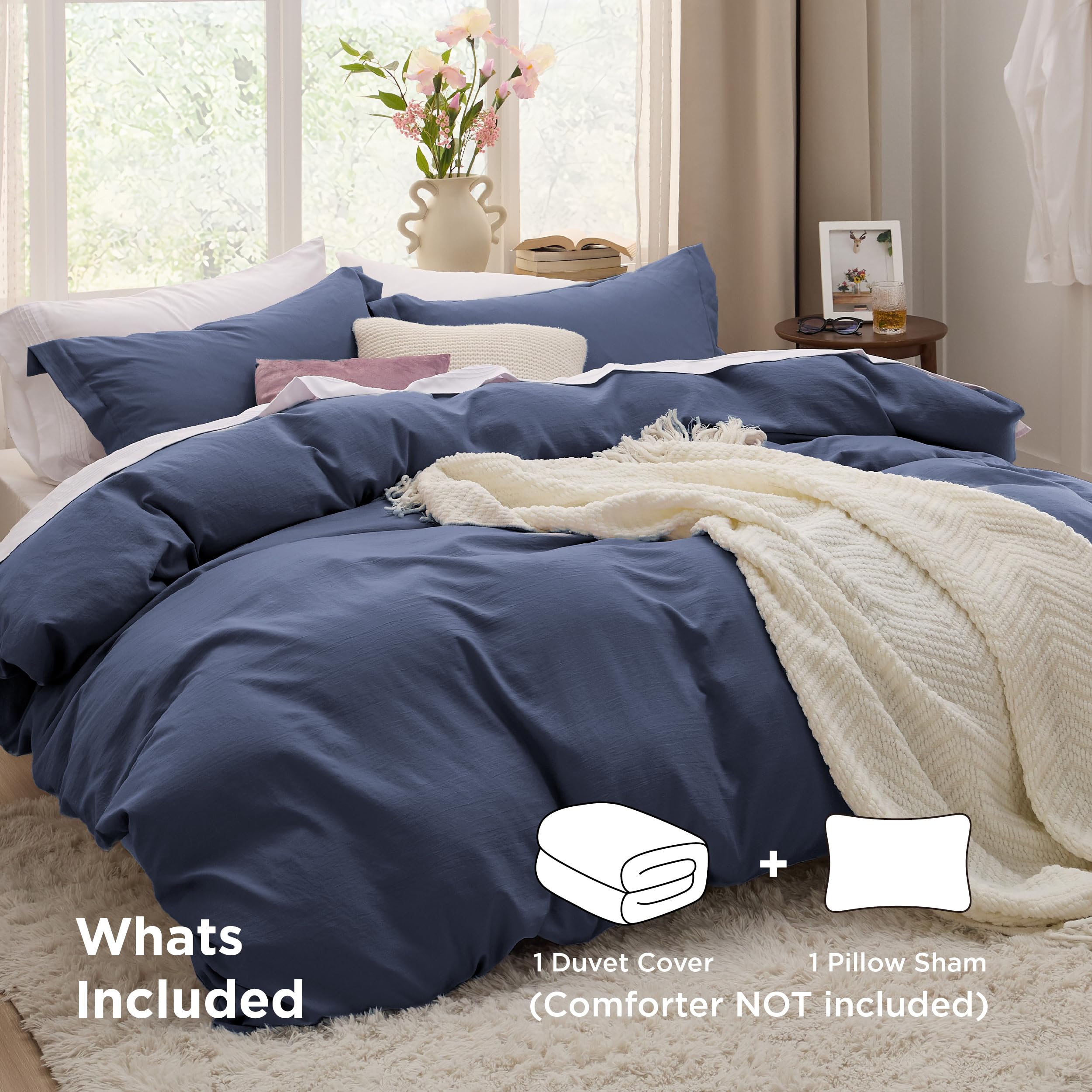 Bedsure pillow sham navy 20x26 demonstrates coordinated styling and plush pillow protection.