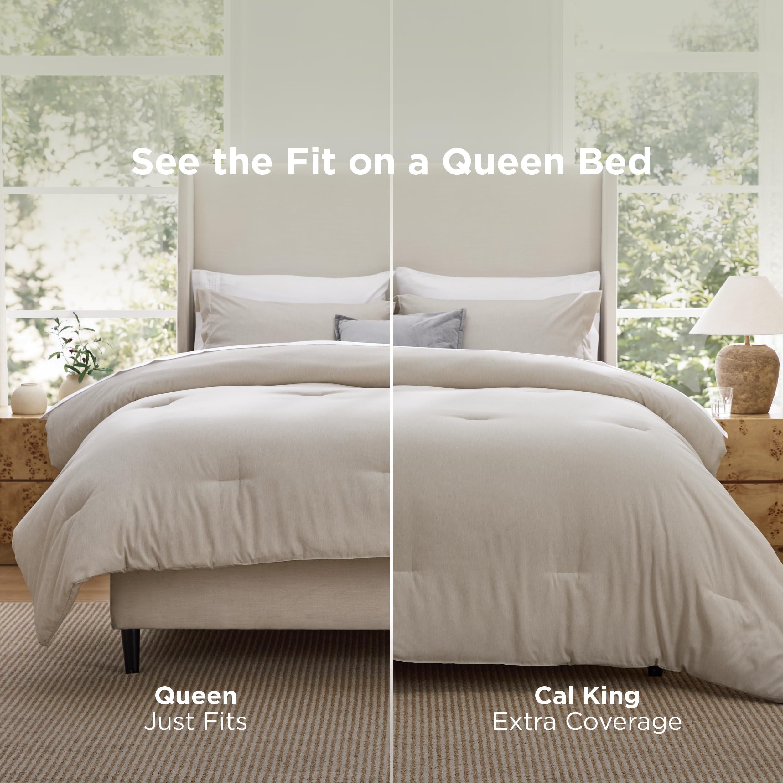 Bedsure beige pillow sham pair (20x26) matching the queen comforter