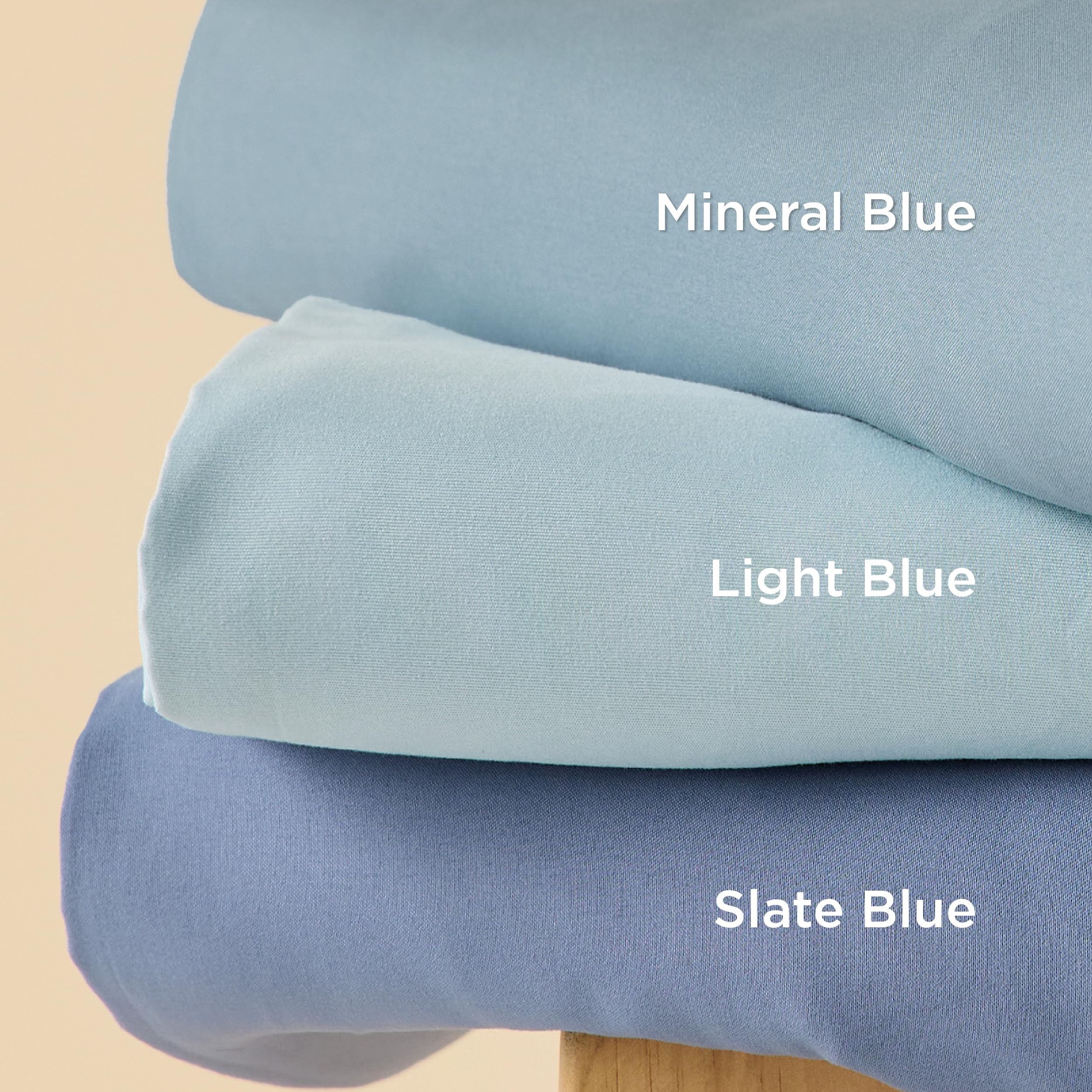 Bedsure pillow shams mineral blue front view for coordinated bedding.