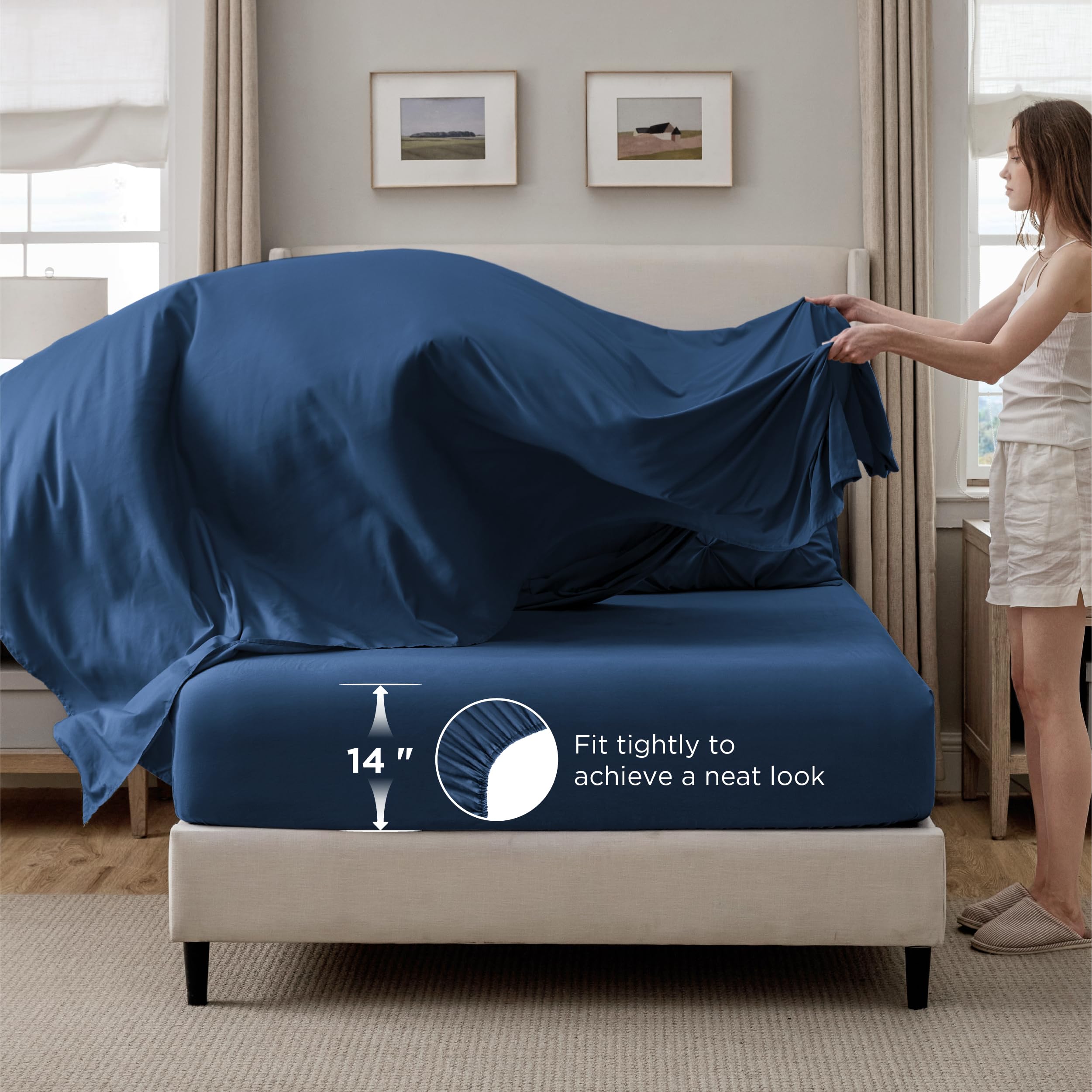 Bedsure navy pillow shams 20x26 elevate pillow presentation with refined detailing.