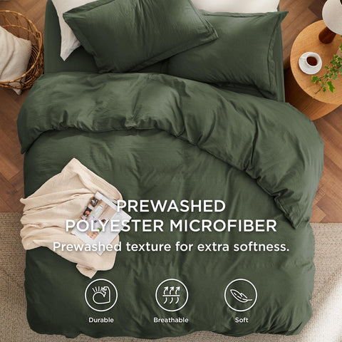 Bedsure pillow shams queen olive green for a coordinated, tidy bed.