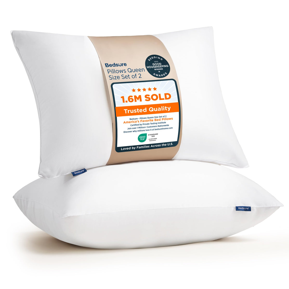 Bedsure standard 2-pack pillow with cloud-soft comfort for restful nights.