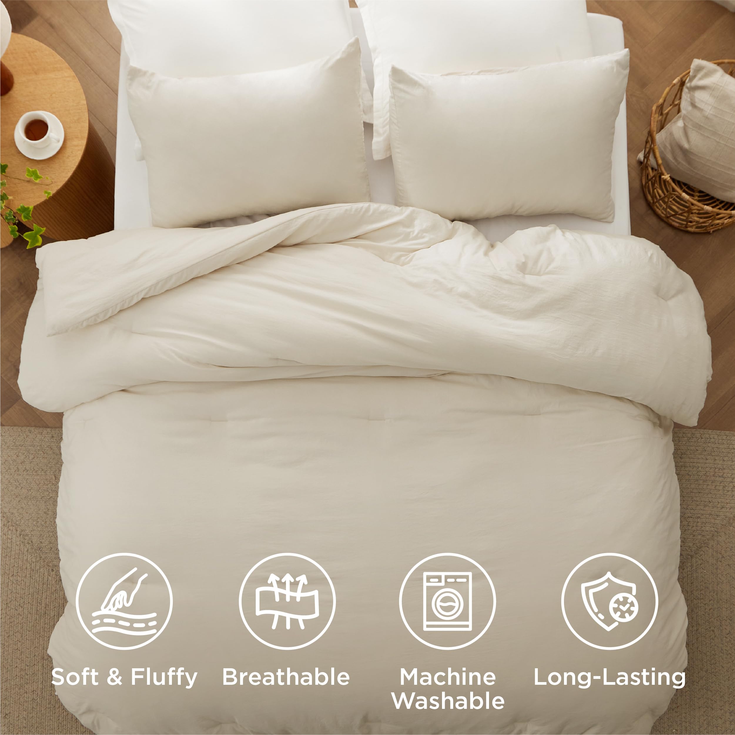 Bedsure pillowcase 20x26 cream closeup highlights smooth surface