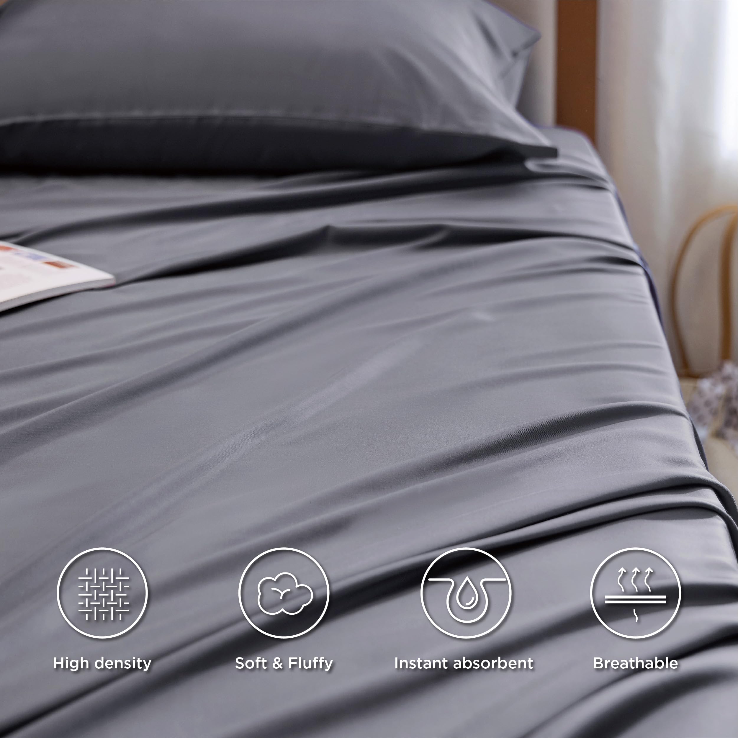 Bedsure pillowcase envelope closure closeup prevents pillow slippage.