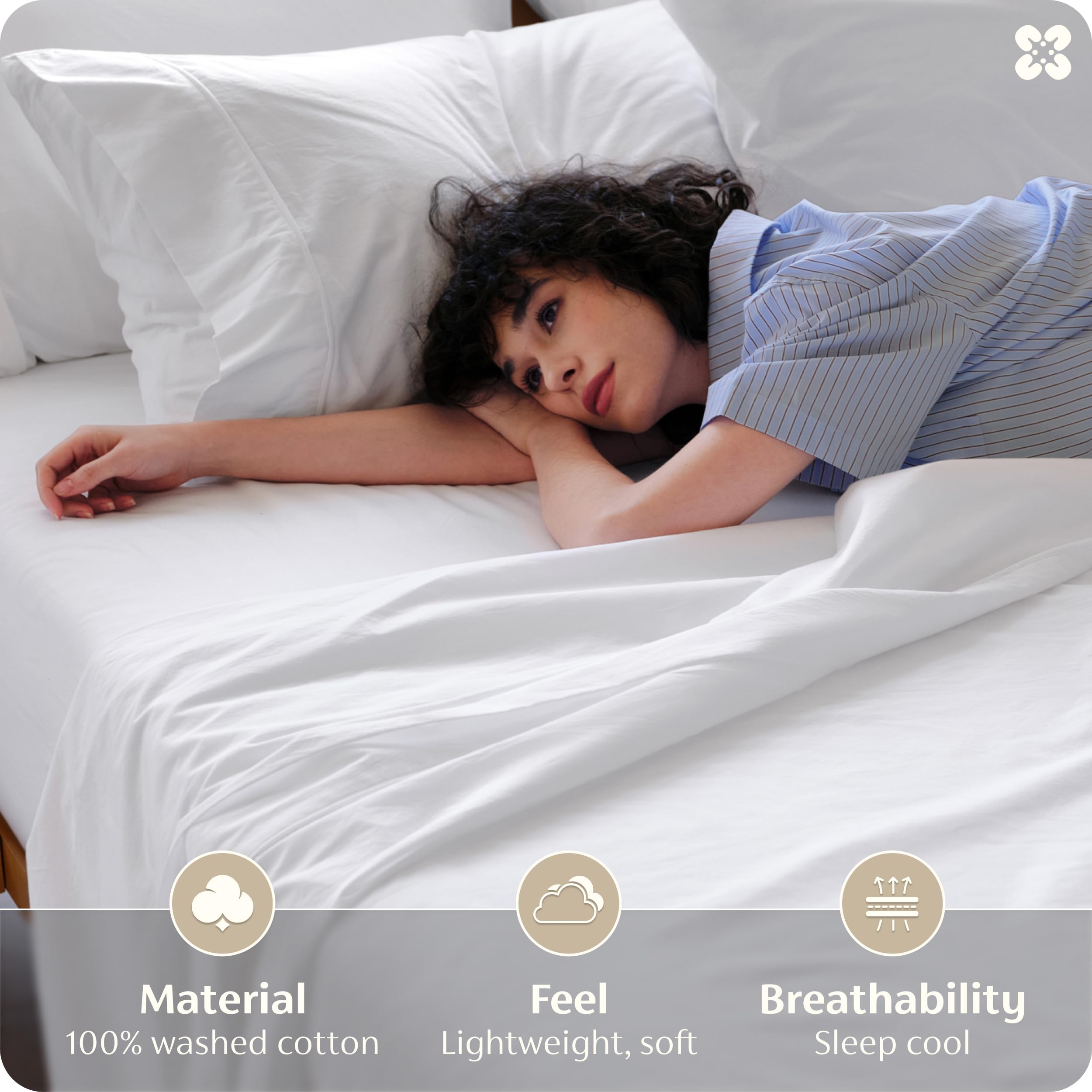 Bedsure queen pillowcase highlighting linen-like texture for soft sleep.