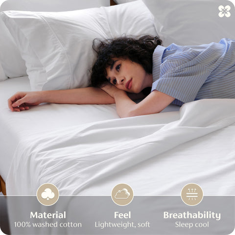 Bedsure queen pillowcase highlighting linen-like texture for soft sleep.