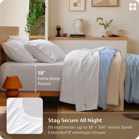 Bedsure extra pillowcase illustrating wrinkle-resistant, low-maintenance bedding.