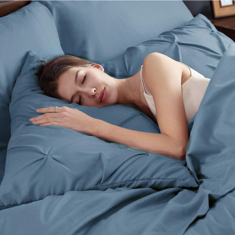 Bedsure pinch-pleat detail adds depth to the bedding surface.