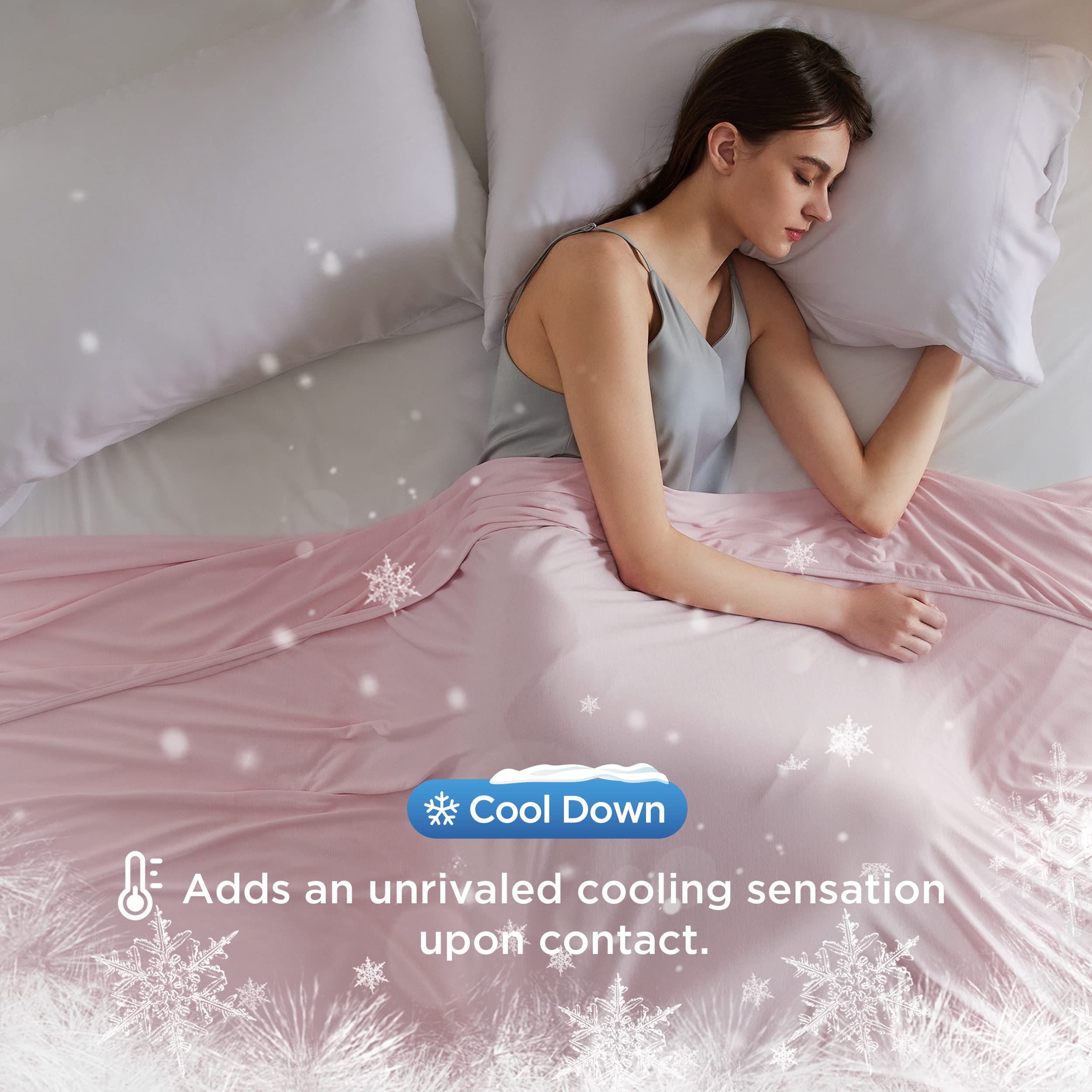 Bedsure pink cooling blanket fabric closeup breathable bamboo rayon blend