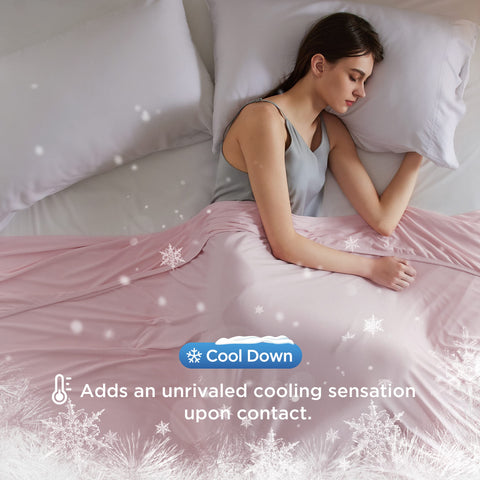 Bedsure pink cooling blanket fabric closeup breathable bamboo rayon blend