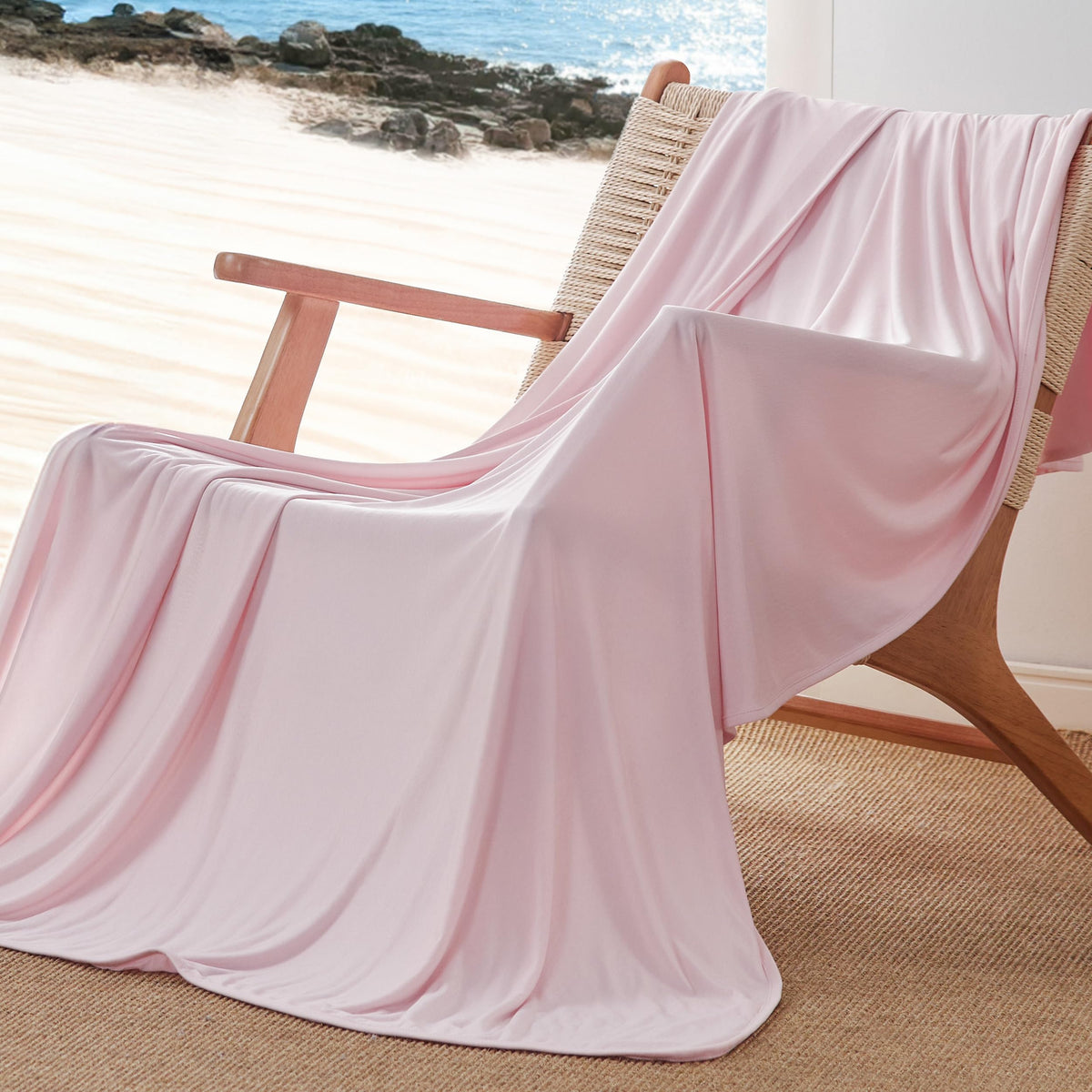 Bedsure pink cooling blanket front view for hot sleepers