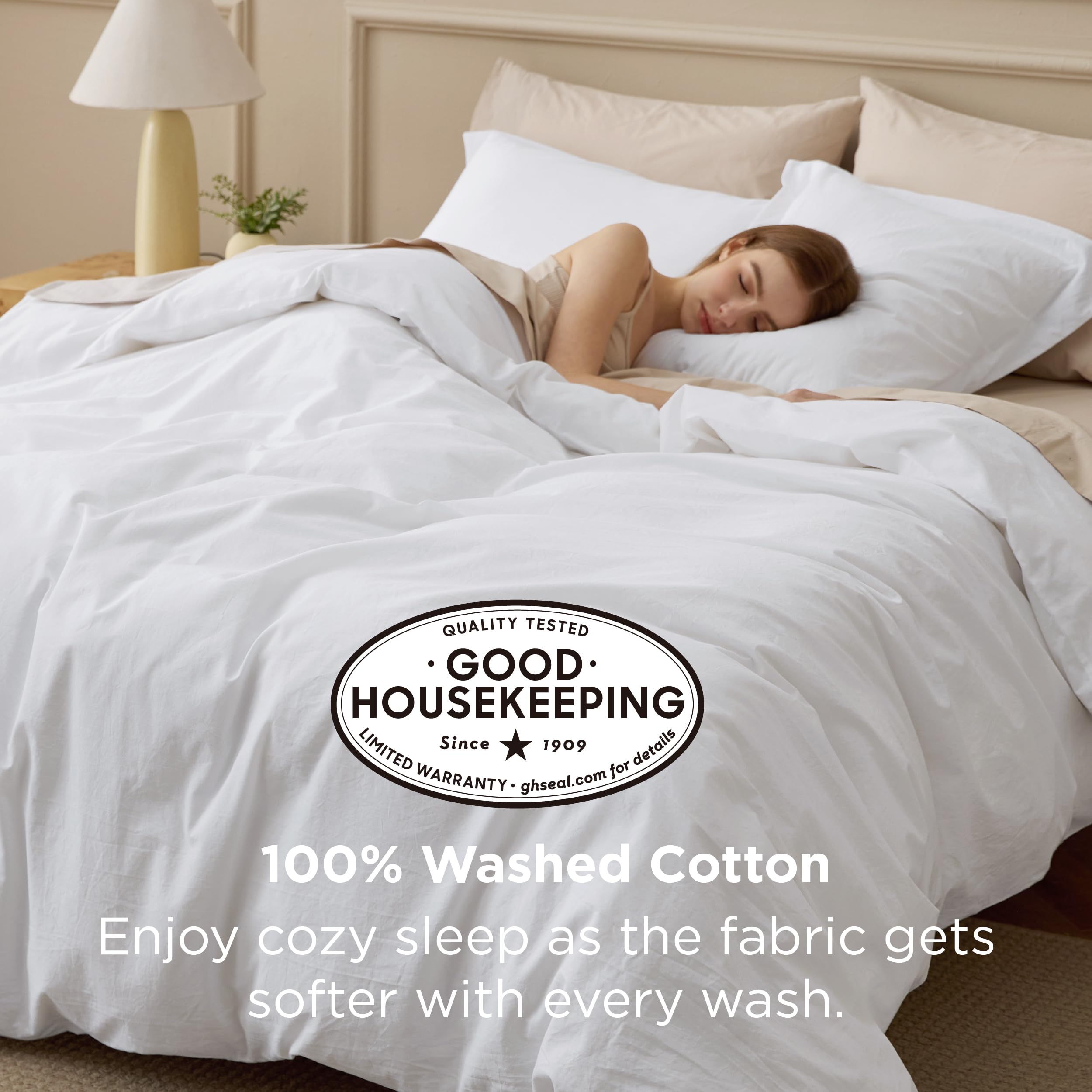 Bedsure plain simple duvet cover closeup showing subtle dual color texture.