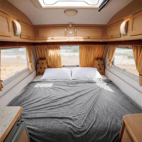 Bedsure portable summer blanket ready for travel or camping