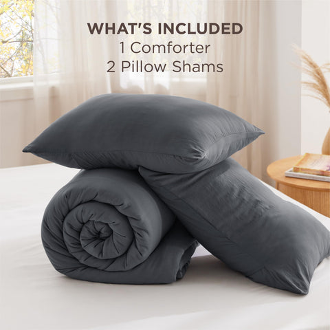 Bedroom scene showcasing Bedsure comforter dark grey for a calm space
