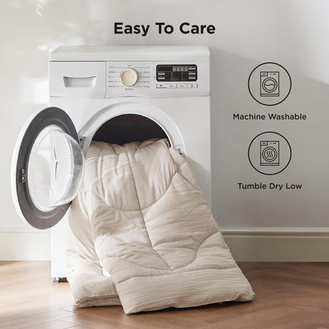 Bedsure machine-washable with cold water and gentle cycle.