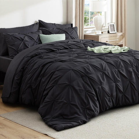 Bedsure queen comforter set Black in packaging, ready to outfit a bed.