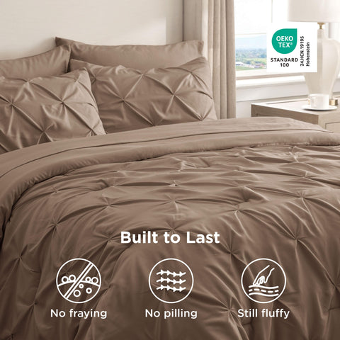 Bedsure brown room scene with bedding suggests versatile styling.