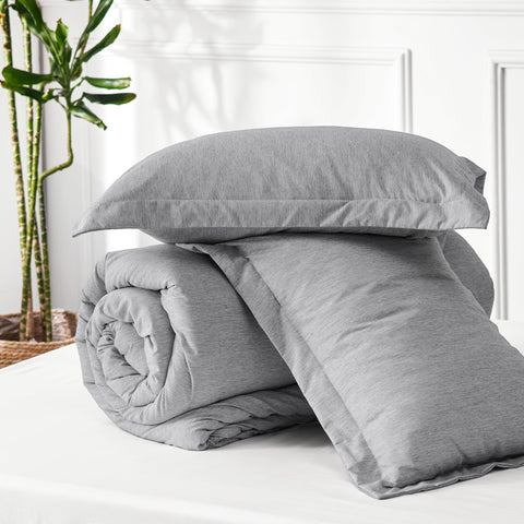 Bedsure grey comforter demonstrates all-season versatility for seasonal comfort.