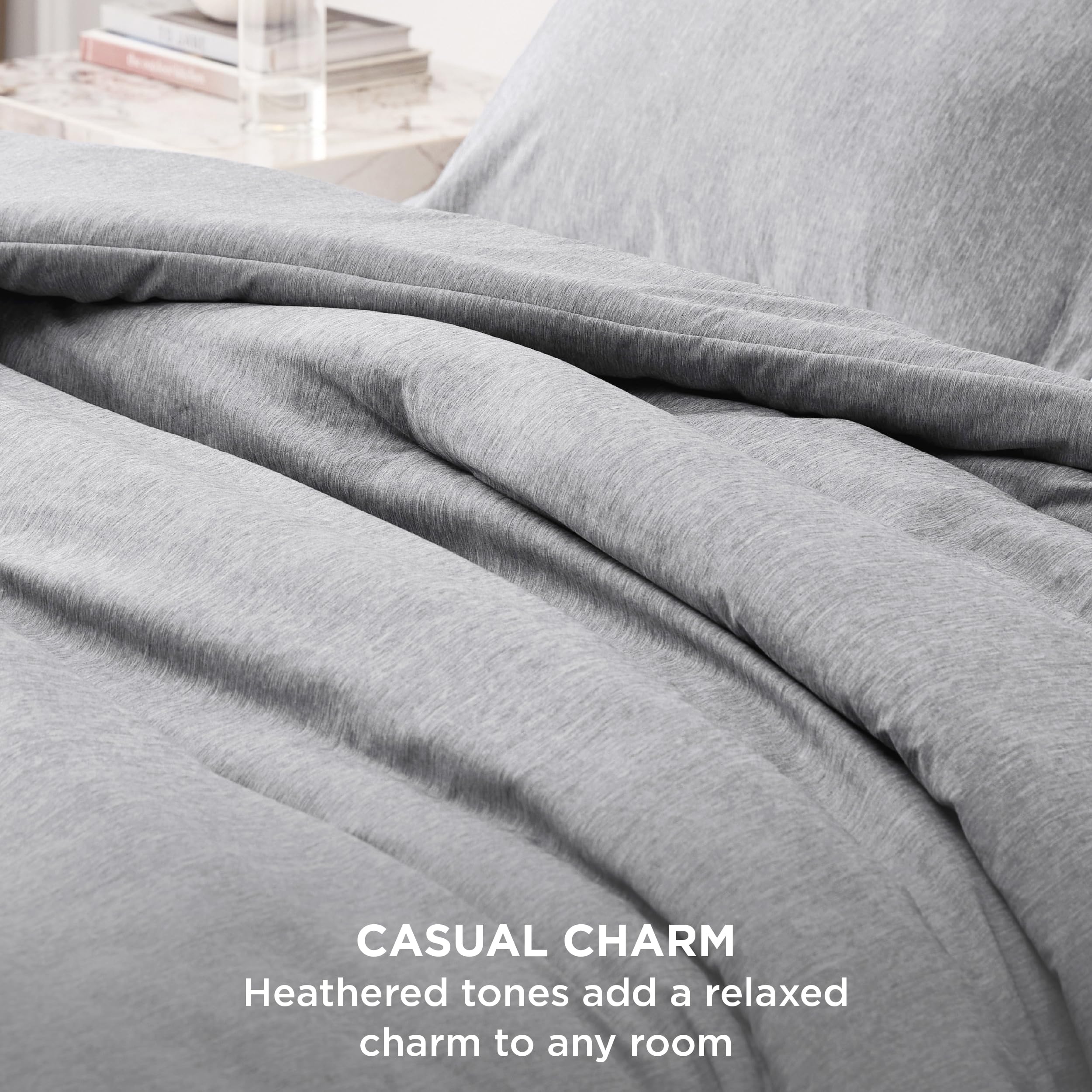 Bedsure grey pillow shams complete the coordinated bedding look.