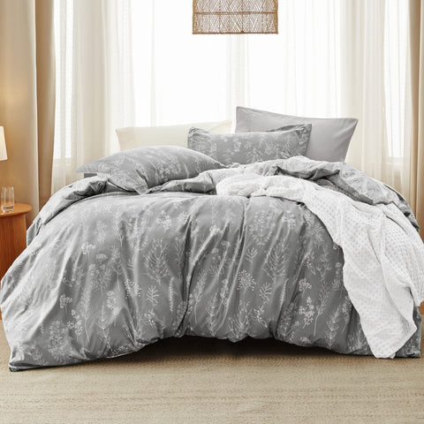 Bedsure queen comforter set with reversible floral pattern for versatile decor