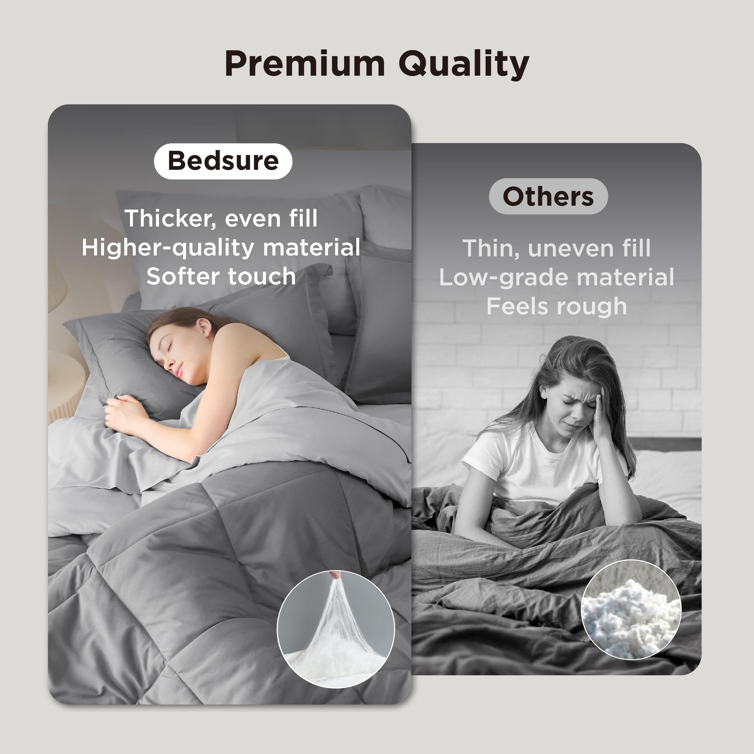 Bedsure queen comforter set made with soft microfiber for breathable comfort.