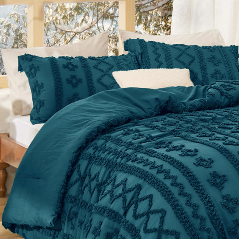 Bedsure queen comforter with two pillow shams demonstrates complete set.