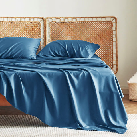 Bedsure queen fitted sheet teal demonstrates deep-pocket secure fit