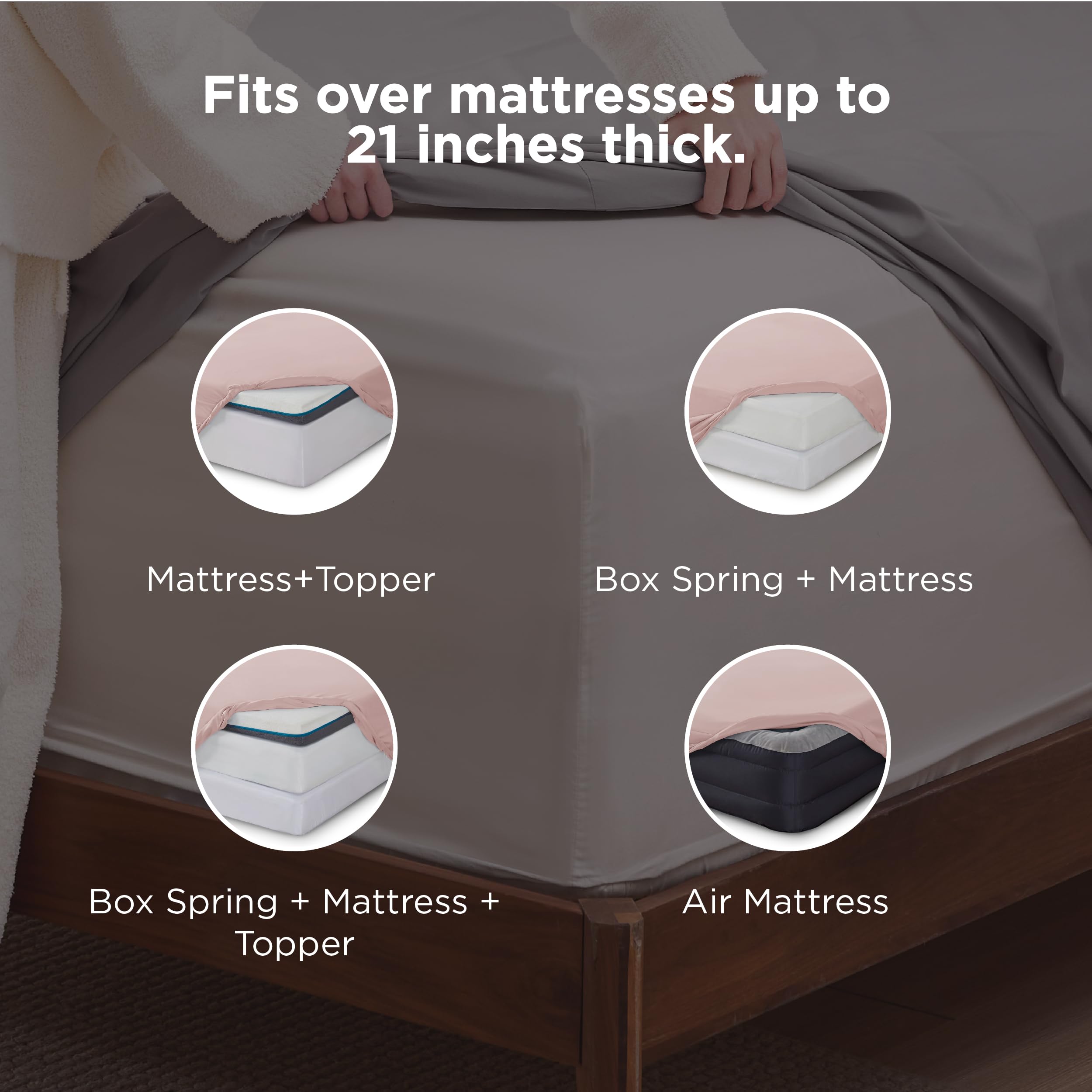 Bedsure queen flat sheet with pintuck edge for refined texture.