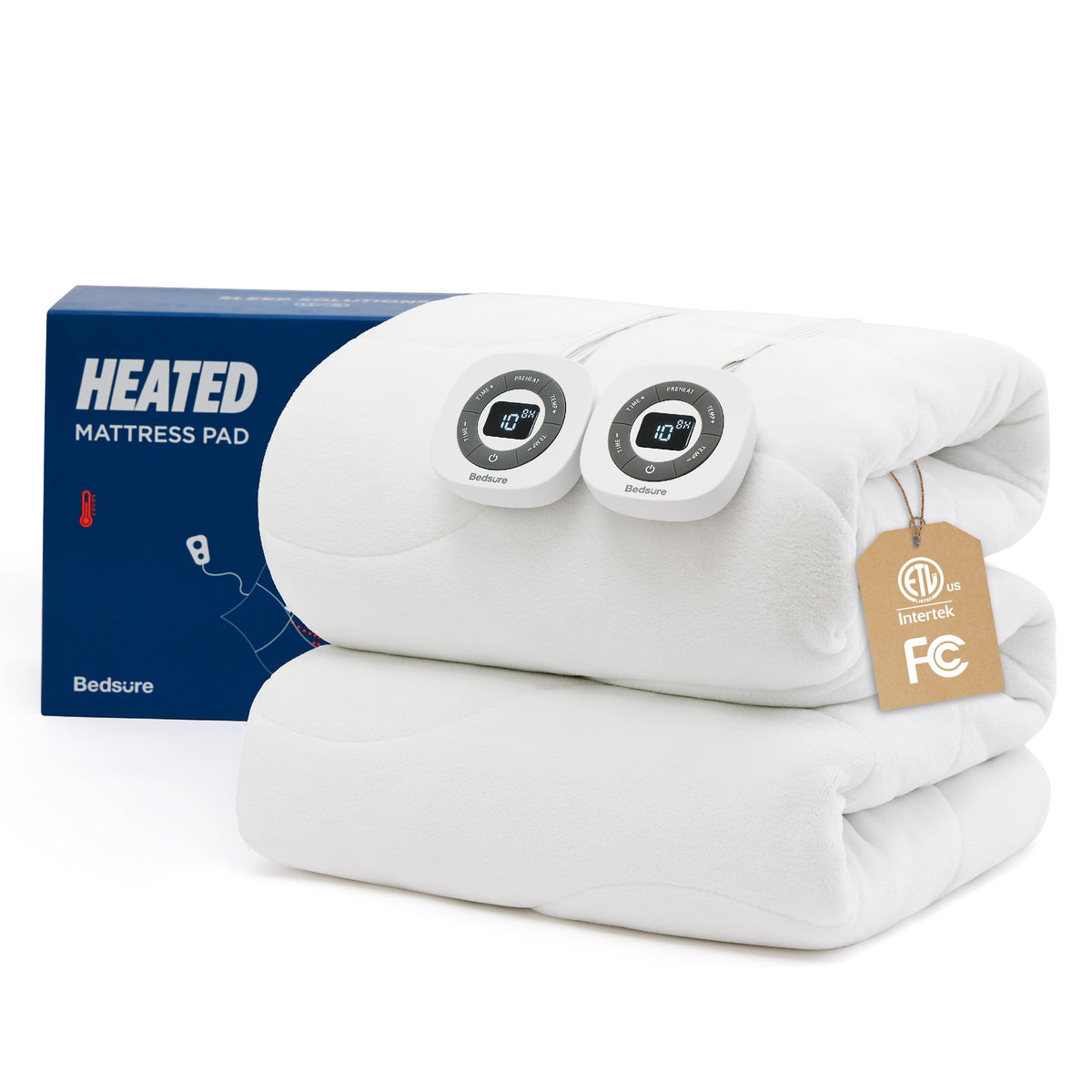 Bedsure queen heated mattress pad with dual controllers for personalized warmth on chilly nights.