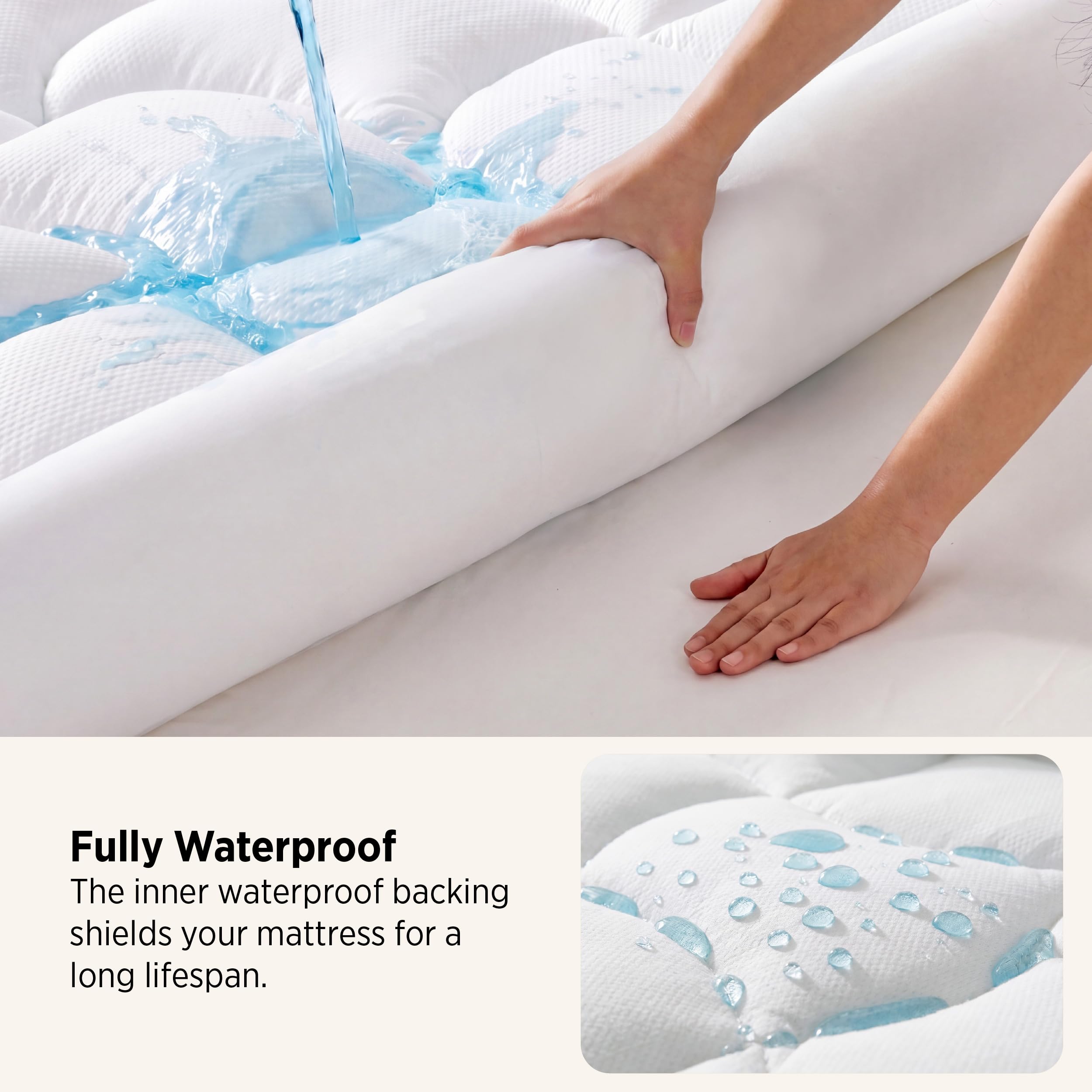 Bedsure queen mattress topper material detail shows soft blended fill